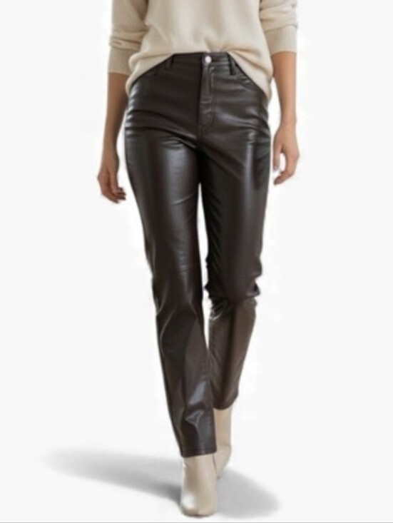 Wilfred Pants - Aritzia Wilfred The Melina High Waisted Vegan Leather Pants Dark Brown Size 6